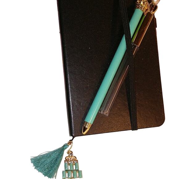 Notebook Journal Black Hardcover Fancy Bookmark insert Pencil Duo with Gift Box - Picture 4 of 5